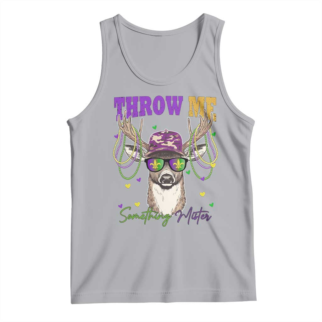 Funny Mardi Gras Mississippi Deer Tank Top Throw Me Something Mister Beads