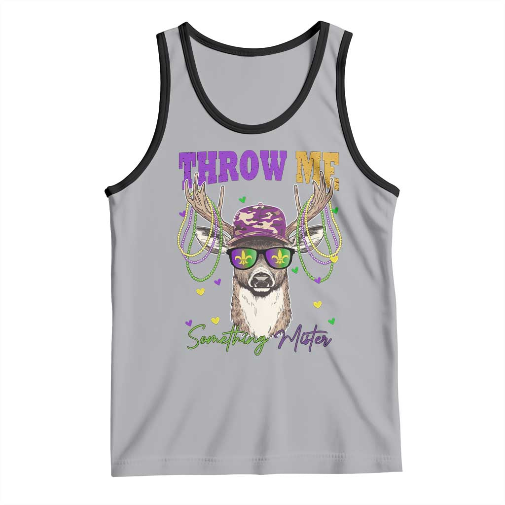 Funny Mardi Gras Mississippi Deer Tank Top Throw Me Something Mister Beads