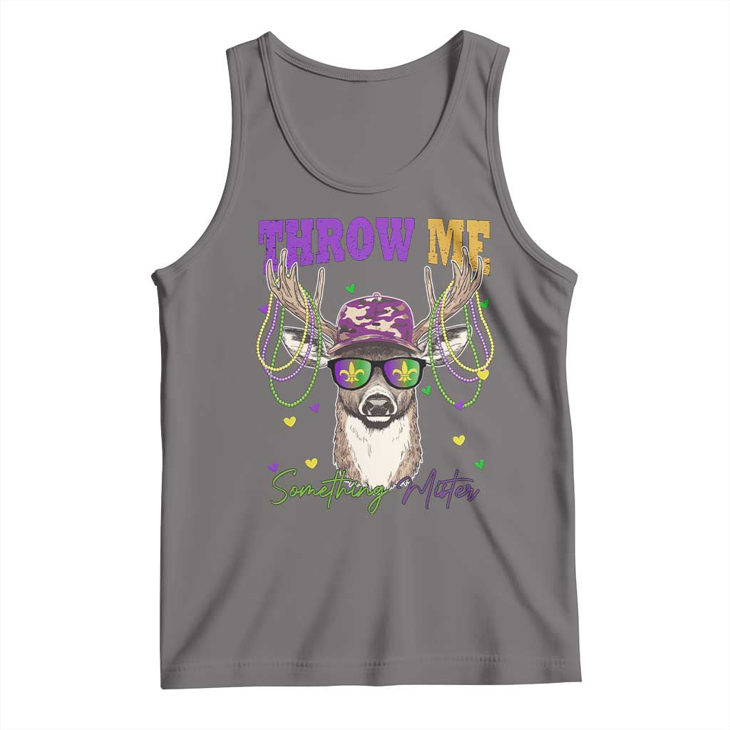 Funny Mardi Gras Mississippi Deer Tank Top Throw Me Something Mister Beads