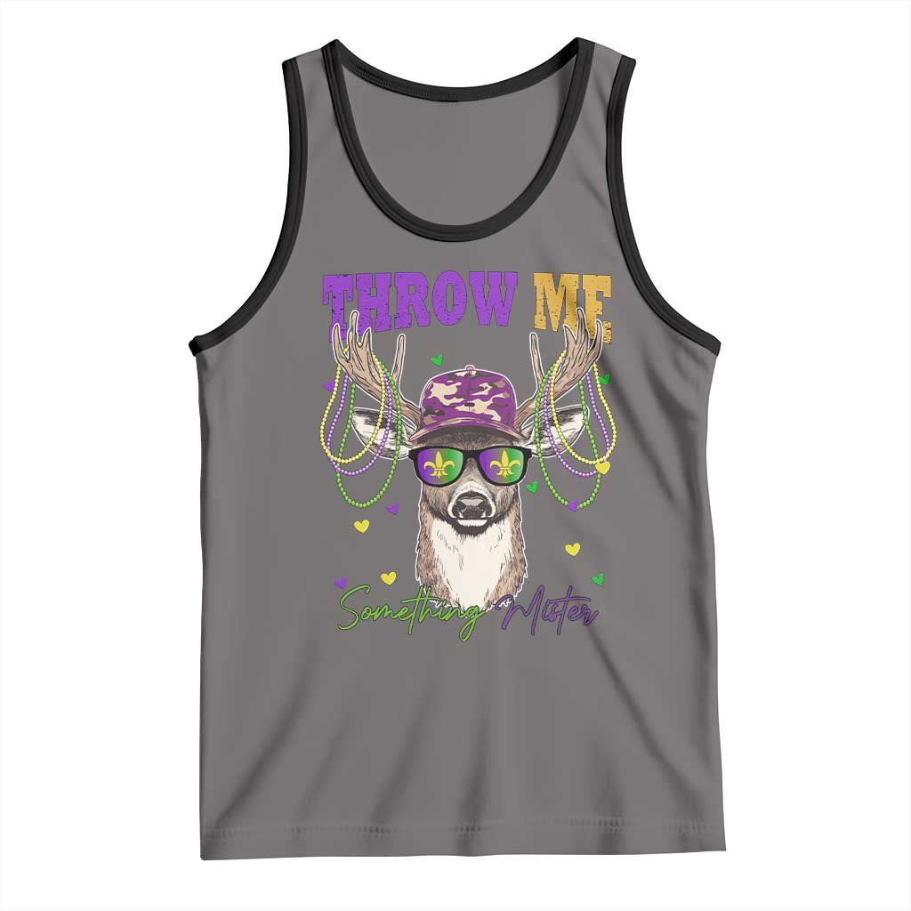 Funny Mardi Gras Mississippi Deer Tank Top Throw Me Something Mister Beads