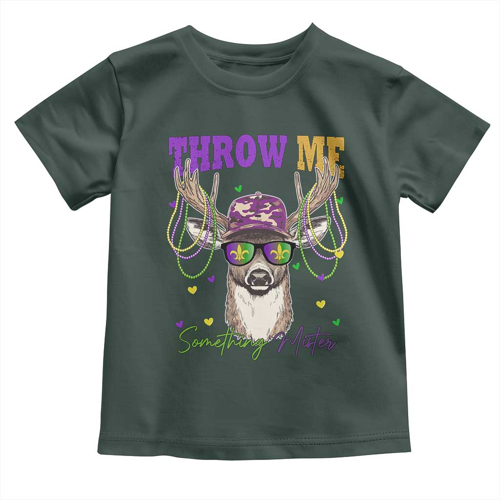 Funny Mardi Gras Mississippi Deer Toddler T Shirt Throw Me Something Mister Beads