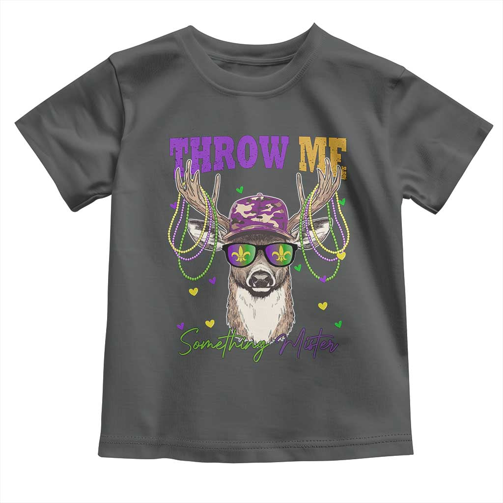 Funny Mardi Gras Mississippi Deer Toddler T Shirt Throw Me Something Mister Beads