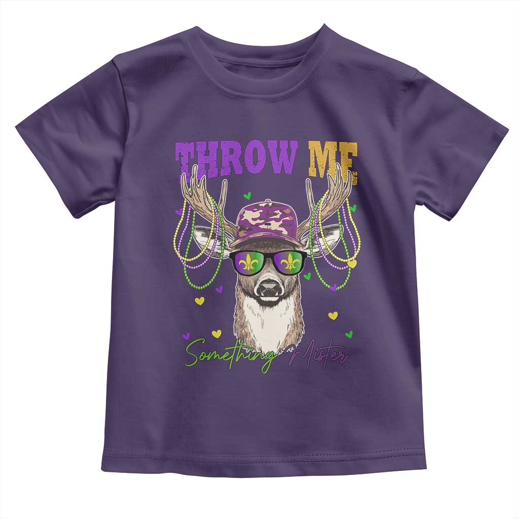 Funny Mardi Gras Mississippi Deer Toddler T Shirt Throw Me Something Mister Beads