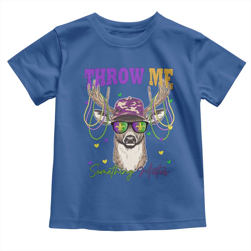 Funny Mardi Gras Mississippi Deer Toddler T Shirt Throw Me Something Mister Beads