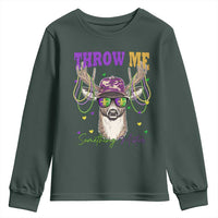 Funny Mardi Gras Mississippi Deer Youth Sweatshirt Throw Me Something Mister Beads
