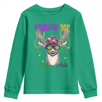 Funny Mardi Gras Mississippi Deer Youth Sweatshirt Throw Me Something Mister Beads