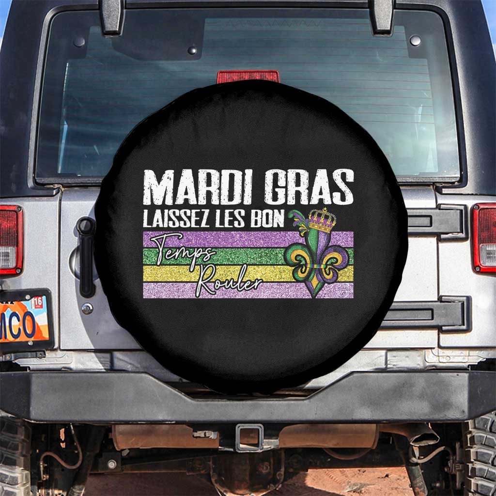 Funny Mardi Gras Laissez Les Bon Temps Rouler Spare Tire Cover Fleur De Lis Glitter Print