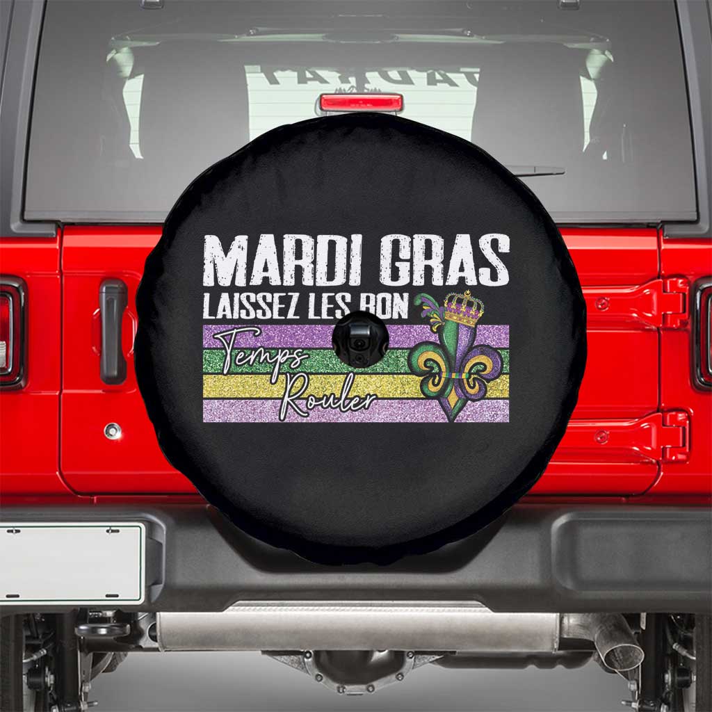 Funny Mardi Gras Laissez Les Bon Temps Rouler Spare Tire Cover Fleur De Lis Glitter Print