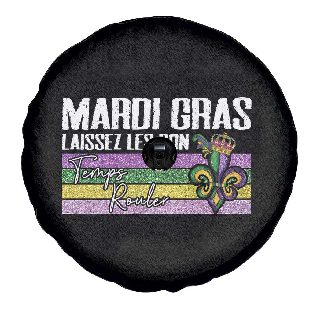 Funny Mardi Gras Laissez Les Bon Temps Rouler Spare Tire Cover Fleur De Lis Glitter Print