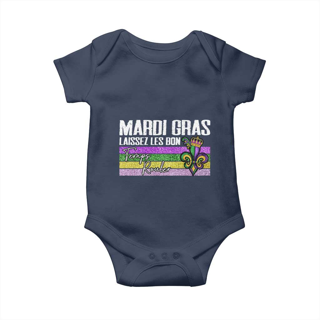 Funny Mardi Gras Laissez Les Bon Temps Rouler Baby Onesie Fleur De Lis Glitter Print