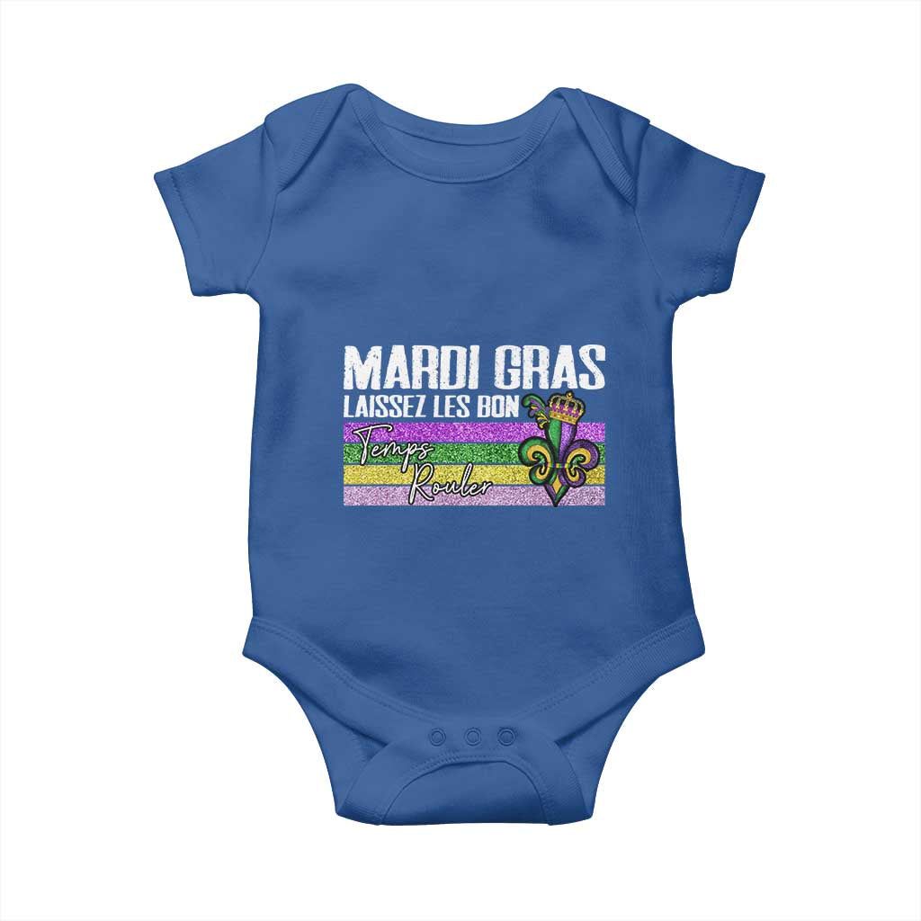 Funny Mardi Gras Laissez Les Bon Temps Rouler Baby Onesie Fleur De Lis Glitter Print