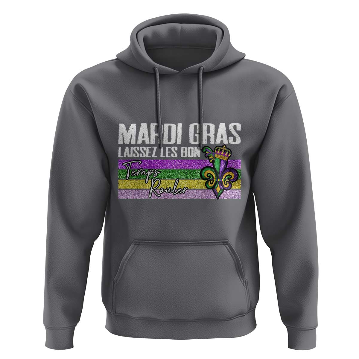 Funny Mardi Gras Laissez Les Bon Temps Rouler Hoodie Fleur De Lis Glitter Print