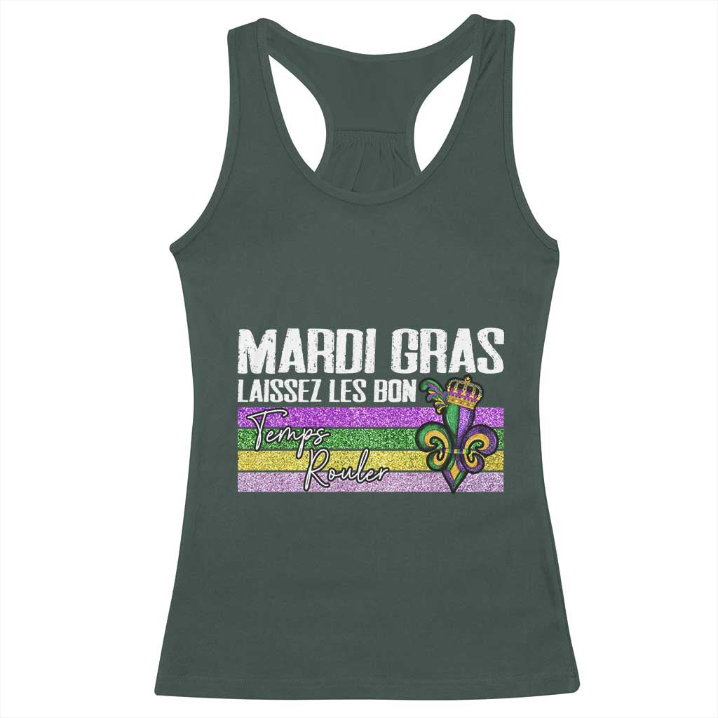 Funny Mardi Gras Laissez Les Bon Temps Rouler Racerback Tank Top Fleur De Lis Glitter Print