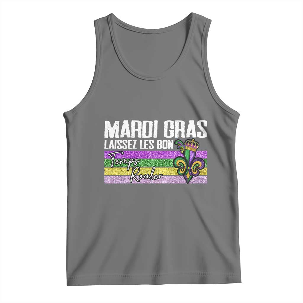 Funny Mardi Gras Laissez Les Bon Temps Rouler Tank Top Fleur De Lis Glitter Print