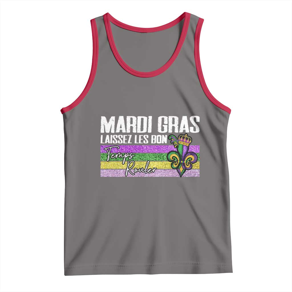 Funny Mardi Gras Laissez Les Bon Temps Rouler Tank Top Fleur De Lis Glitter Print