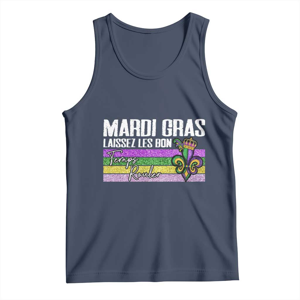 Funny Mardi Gras Laissez Les Bon Temps Rouler Tank Top Fleur De Lis Glitter Print