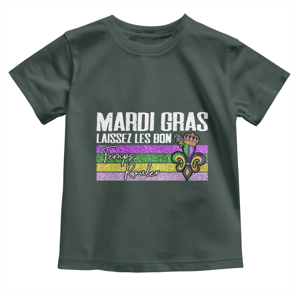 Funny Mardi Gras Laissez Les Bon Temps Rouler Toddler T Shirt Fleur De Lis Glitter Print