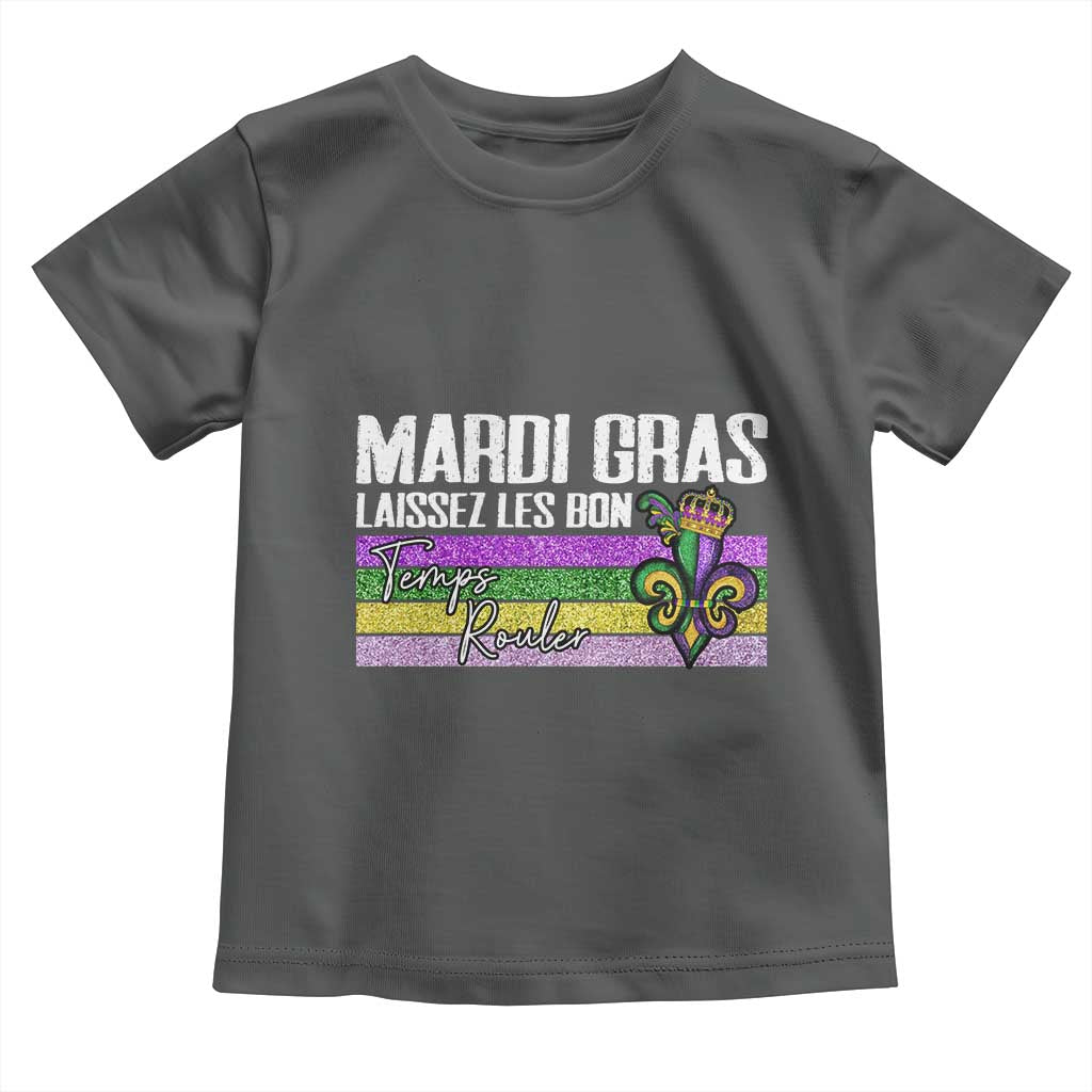 Funny Mardi Gras Laissez Les Bon Temps Rouler Toddler T Shirt Fleur De Lis Glitter Print