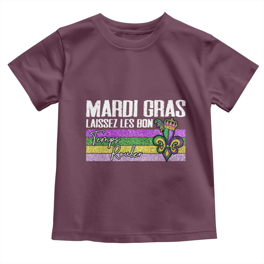 Funny Mardi Gras Laissez Les Bon Temps Rouler Toddler T Shirt Fleur De Lis Glitter Print