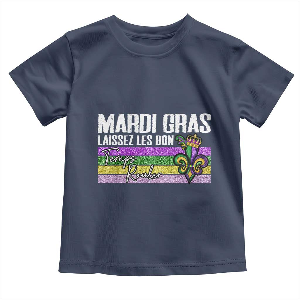 Funny Mardi Gras Laissez Les Bon Temps Rouler Toddler T Shirt Fleur De Lis Glitter Print