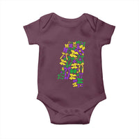 Funny Mardi Gras Mississippi Map Coquette Bow Baby Onesie