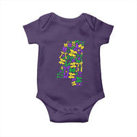 Funny Mardi Gras Mississippi Map Coquette Bow Baby Onesie