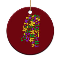 Funny Mardi Gras Mississippi Map Coquette Bow Ceramic Ornament