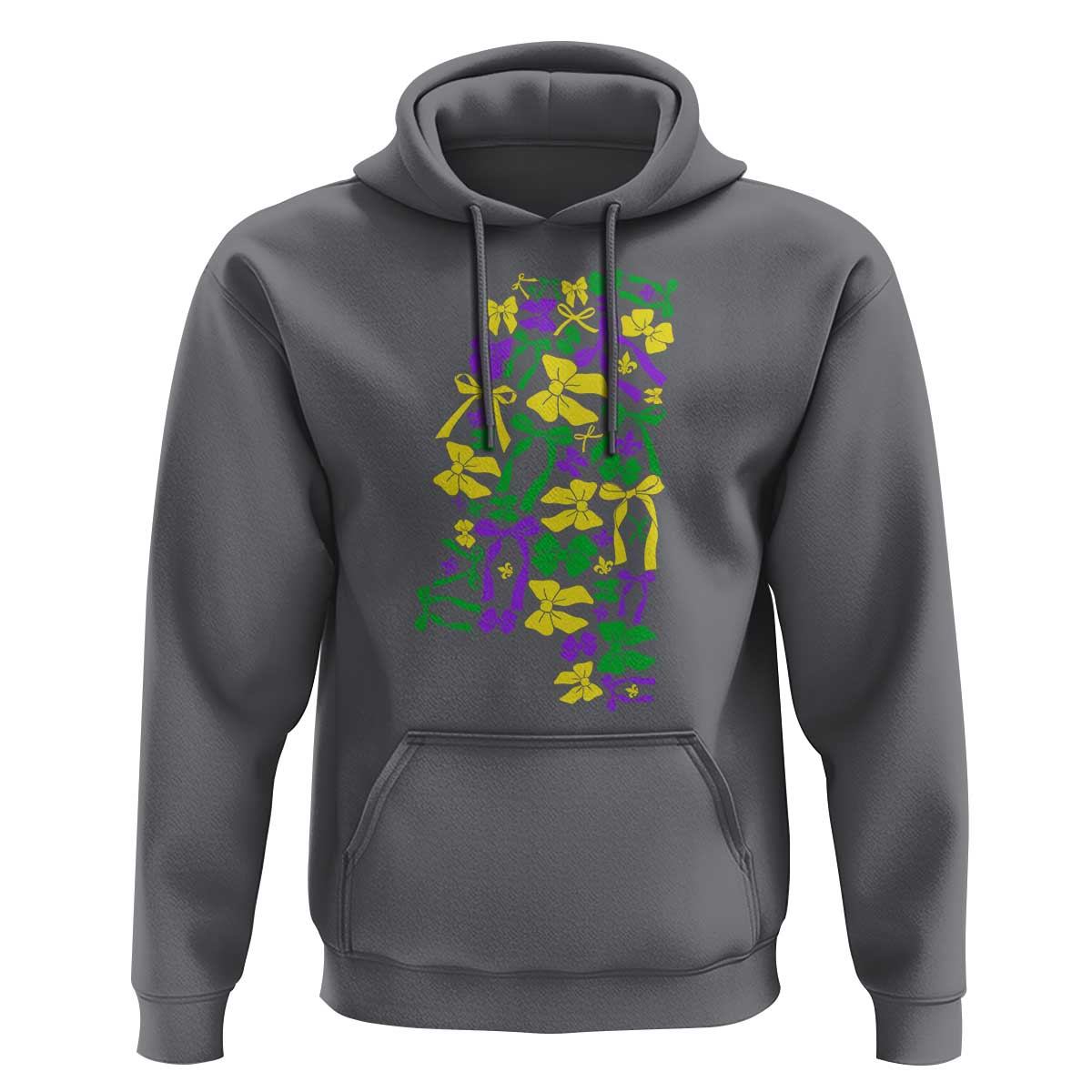 Funny Mardi Gras Mississippi Map Coquette Bow Hoodie