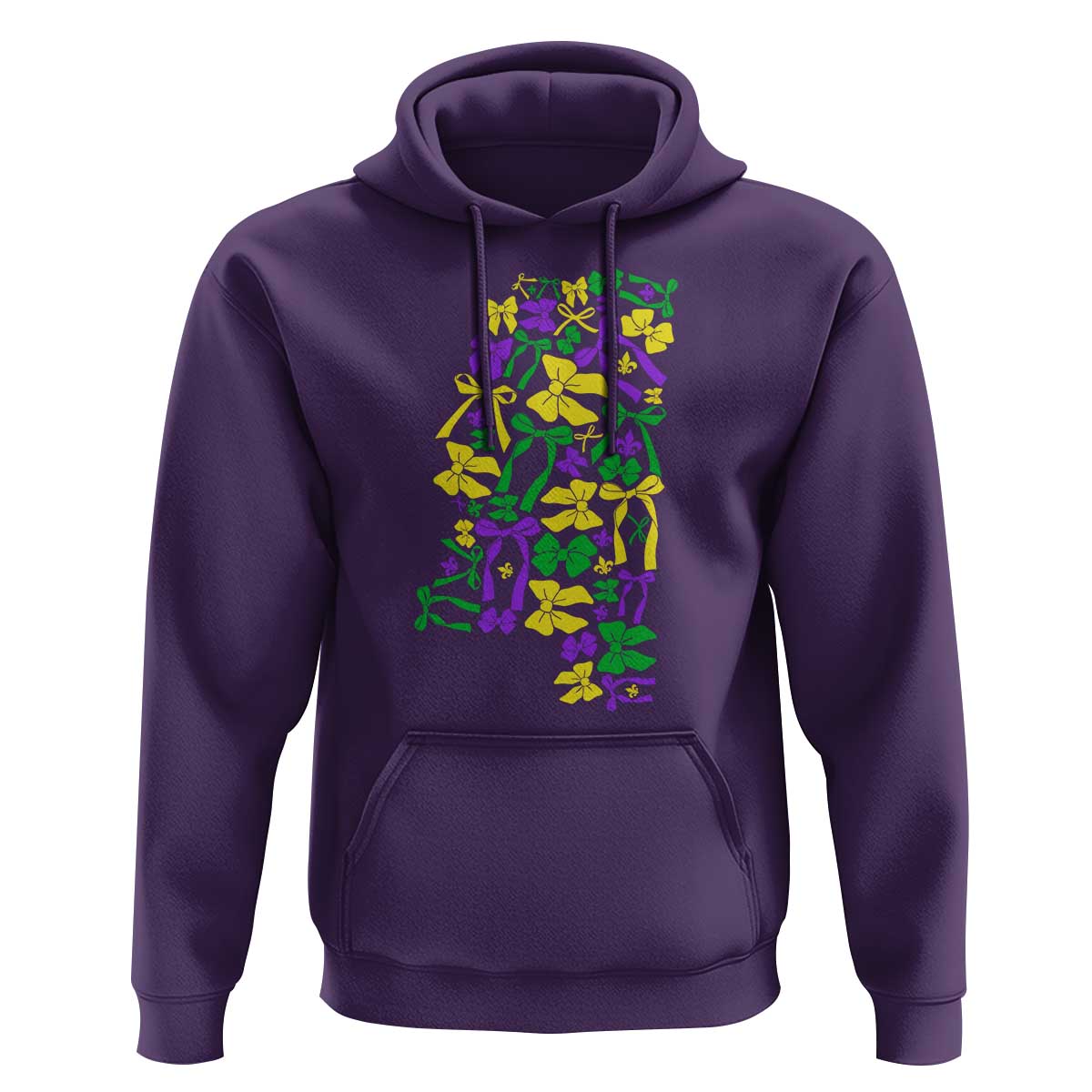 Funny Mardi Gras Mississippi Map Coquette Bow Hoodie