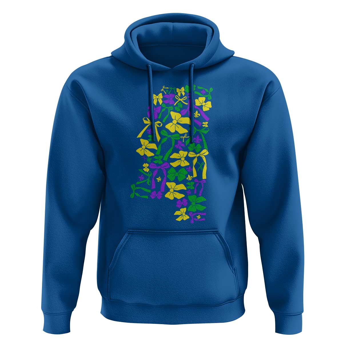 Funny Mardi Gras Mississippi Map Coquette Bow Hoodie