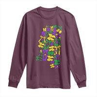 Funny Mardi Gras Mississippi Map Coquette Bow Long Sleeve Shirt