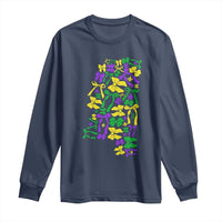 Funny Mardi Gras Mississippi Map Coquette Bow Long Sleeve Shirt