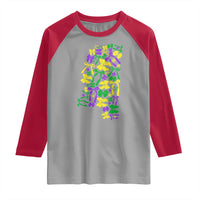 Funny Mardi Gras Mississippi Map Coquette Bow Raglan Shirt