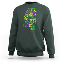 Funny Mardi Gras Mississippi Map Coquette Bow Sweatshirt
