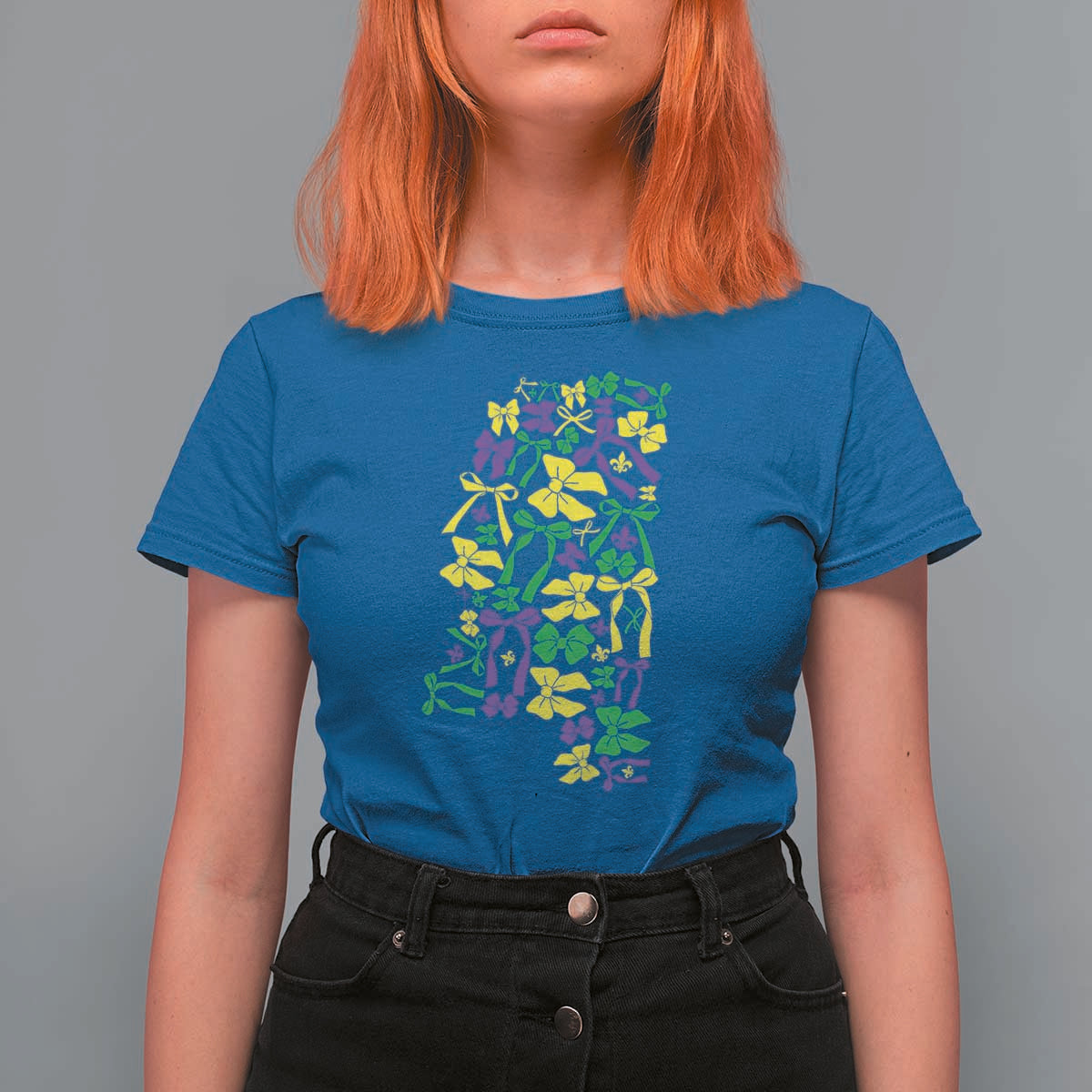 Funny Mardi Gras Mississippi Map Coquette Bow T Shirt For Women