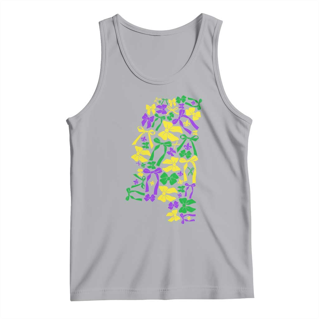 Funny Mardi Gras Mississippi Map Coquette Bow Tank Top