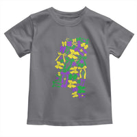 Funny Mardi Gras Mississippi Map Coquette Bow Toddler T Shirt