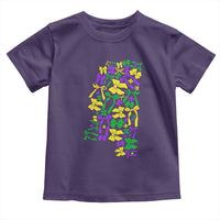 Funny Mardi Gras Mississippi Map Coquette Bow Toddler T Shirt