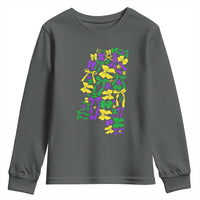 Funny Mardi Gras Mississippi Map Coquette Bow Youth Sweatshirt
