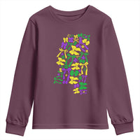 Funny Mardi Gras Mississippi Map Coquette Bow Youth Sweatshirt