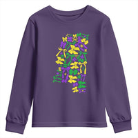 Funny Mardi Gras Mississippi Map Coquette Bow Youth Sweatshirt