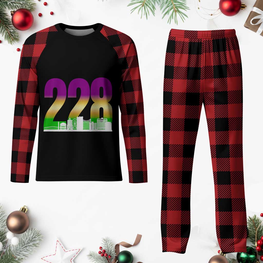 Funny Mardi Gras In Biloxi Mississippi Plaid Pajama Set 228 Skyline Area Code