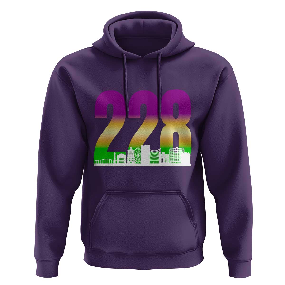 Funny Mardi Gras In Biloxi Mississippi Hoodie 228 Skyline Area Code