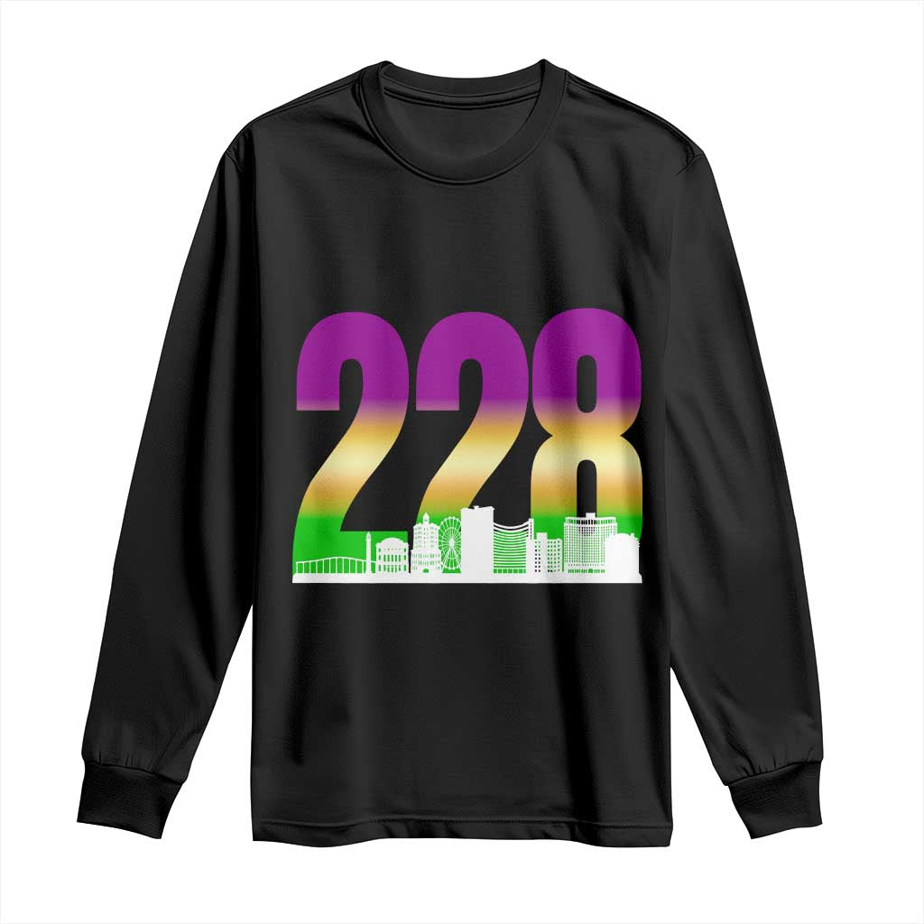 Funny Mardi Gras In Biloxi Mississippi Long Sleeve Shirt 228 Skyline Area Code