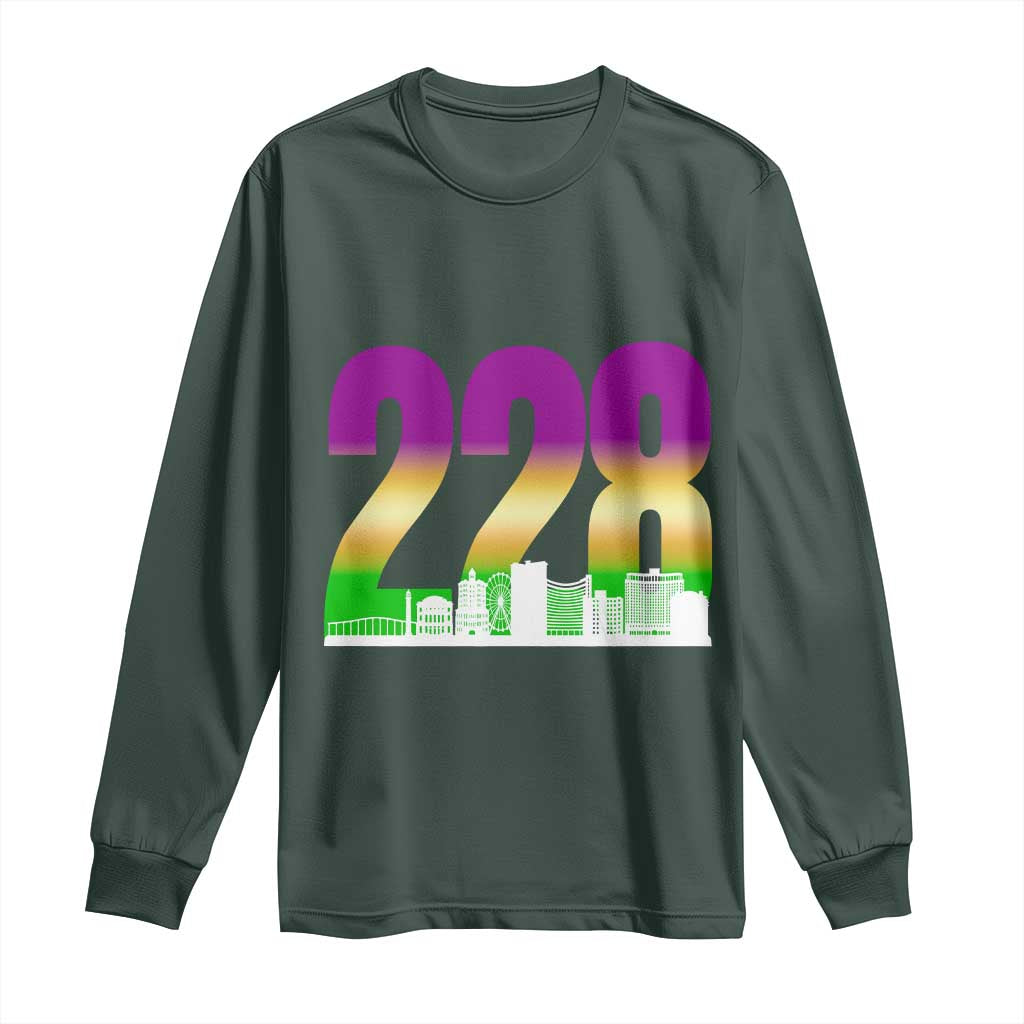 Funny Mardi Gras In Biloxi Mississippi Long Sleeve Shirt 228 Skyline Area Code