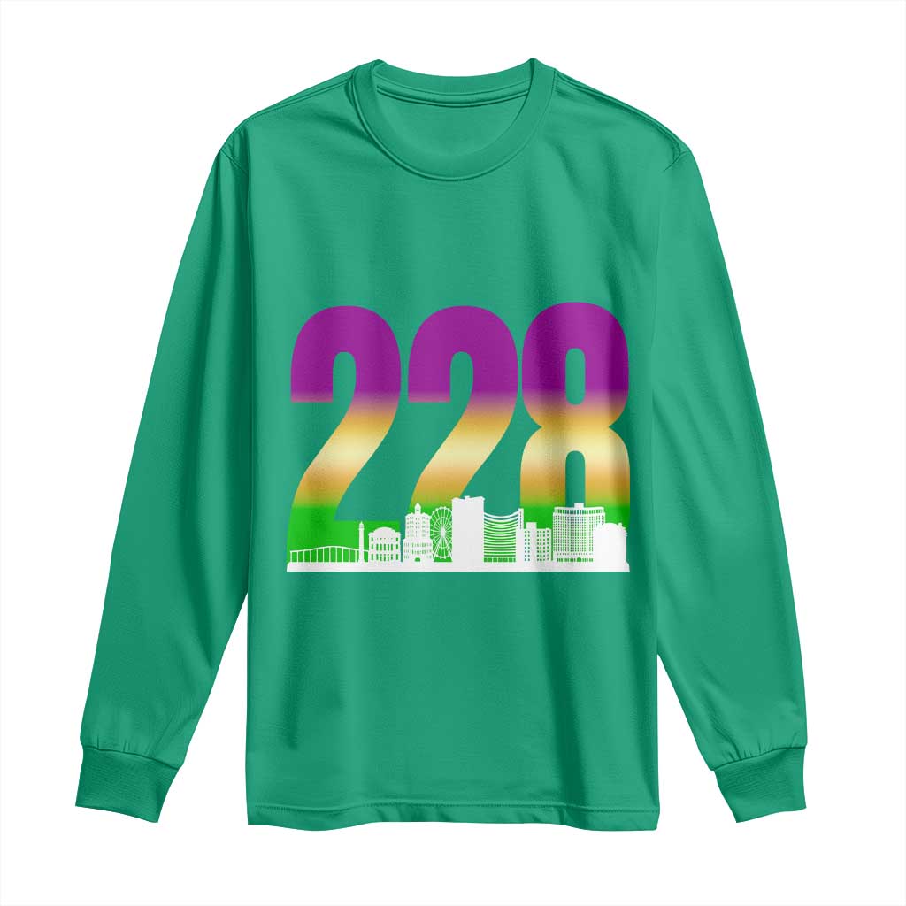 Funny Mardi Gras In Biloxi Mississippi Long Sleeve Shirt 228 Skyline Area Code