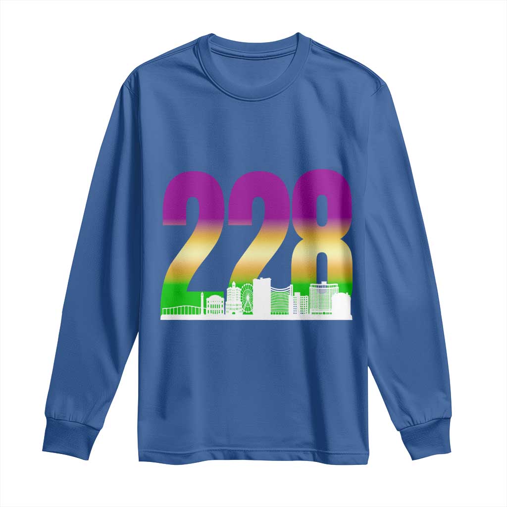 Funny Mardi Gras In Biloxi Mississippi Long Sleeve Shirt 228 Skyline Area Code
