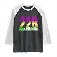 Funny Mardi Gras In Biloxi Mississippi Raglan Shirt 228 Skyline Area Code
