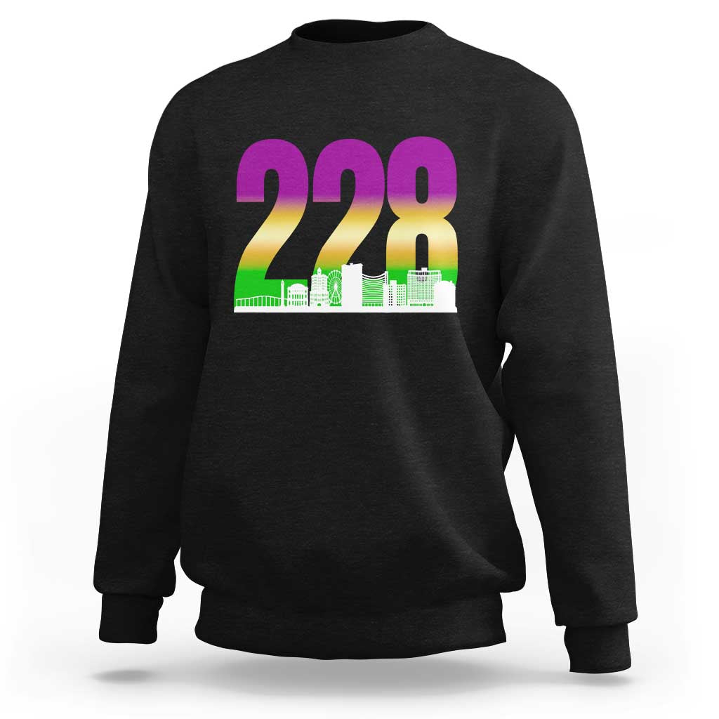Funny Mardi Gras In Biloxi Mississippi Sweatshirt 228 Skyline Area Code