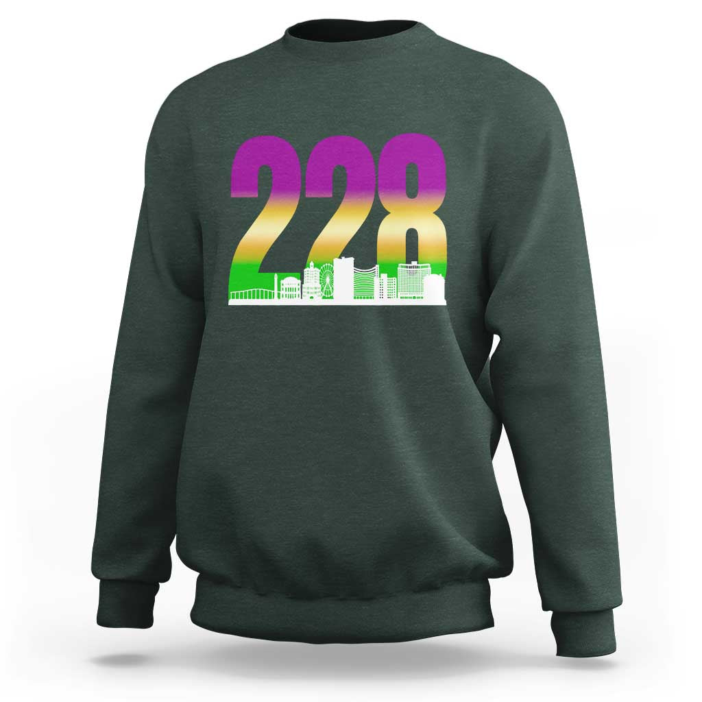 Funny Mardi Gras In Biloxi Mississippi Sweatshirt 228 Skyline Area Code